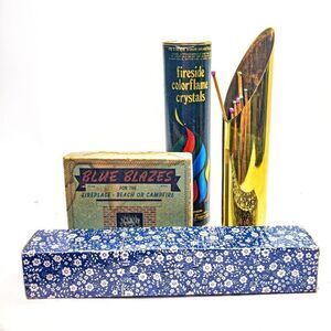 Pyromaniac Bundle: NIB Extra-Long Hearth Matches, Brass Match Holder,